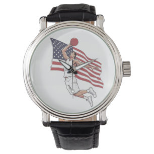 Montre Basketball USA Dunk Drapeau Américain Couleur Art