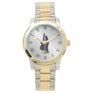 Montre Bass Player Musicien Noir chiffres romains