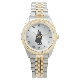 Montre Bass Player Musicien Noir chiffres romains