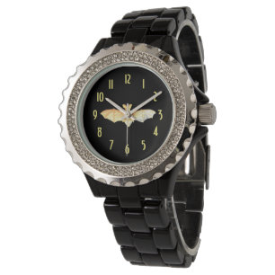 Montre Bat mignonne avec chiffres jaunes femmes
