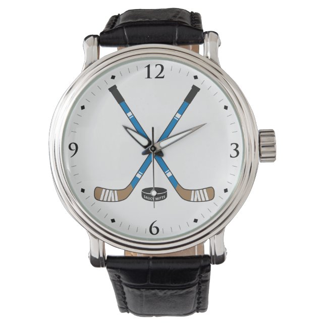 Montre Bâtons de hockey bleu (devant)