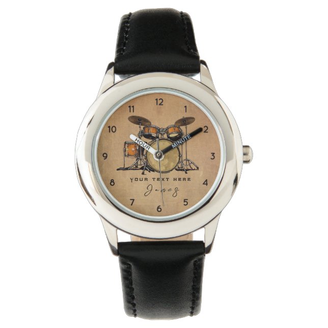 Montre Batteur à tambour Vintage personnalisé (devant)