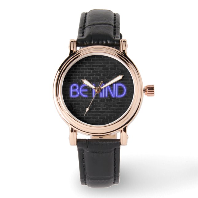Montre BE Texte dans le néon éclairage sur brique (Recto)