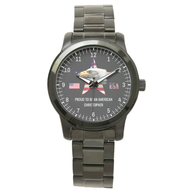 Montre Beau Aigle, Drapeau Américain, Patriotique (devant)