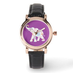 Montre Beau Eléphant Orné Stylish Noir