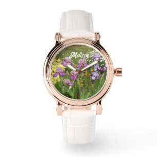 Montre Beau Jardin fleuri pourpre Iris Irises
