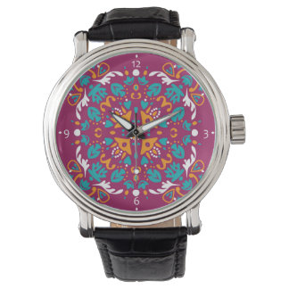 Montre 🤩 Beau marron et Azulejos turquoise,