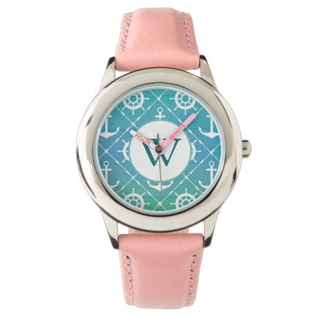 Montre Beau Monogramme marin Turquoise (devant)