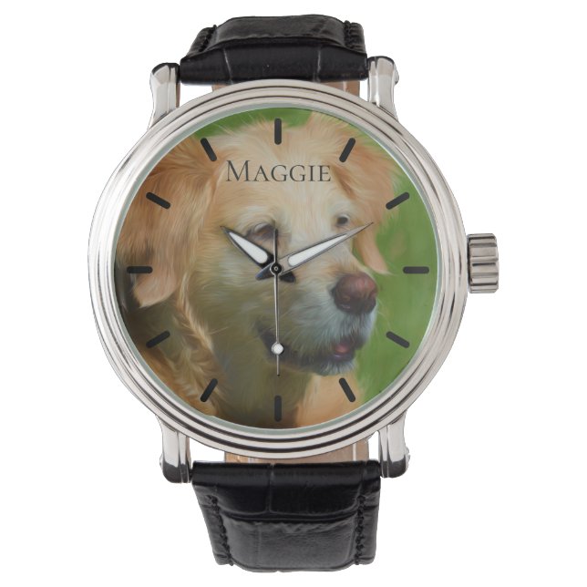 Montre Beau Retriever doré personnalisé sur mesure (devant)