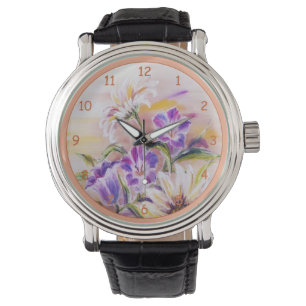 Montre Beautiful purple Pastel Wild Flowers