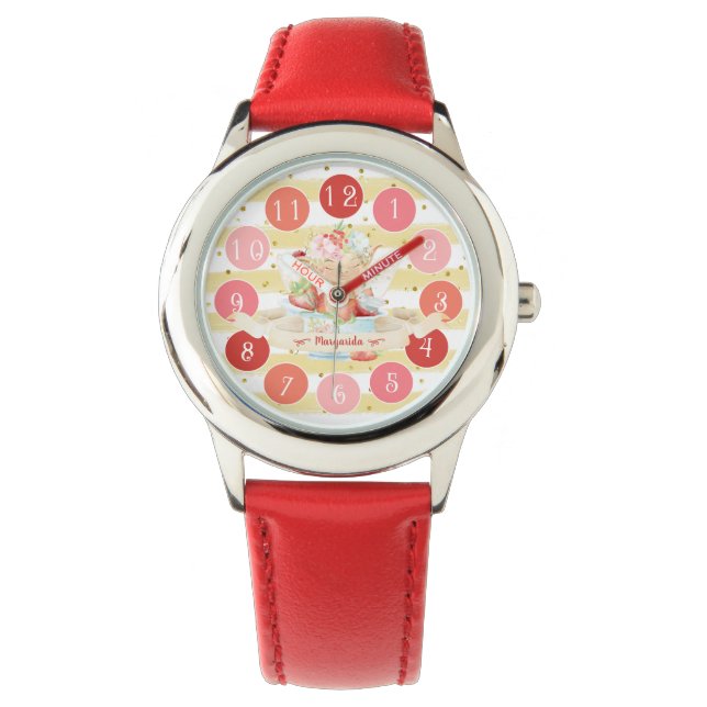 Montre Bébé délicat Fée fraise mignonne fille cadeau (devant)