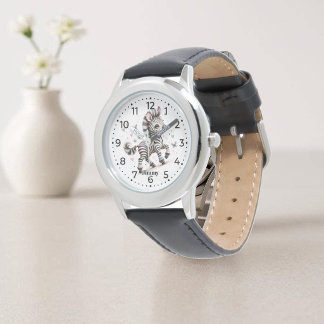 Montre Bébé Zèbre Rayé Sauvage Jungle Safari Animaux Mign