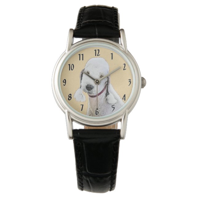 Montre Bedlington Terrier Peinture - Art Chien original (devant)
