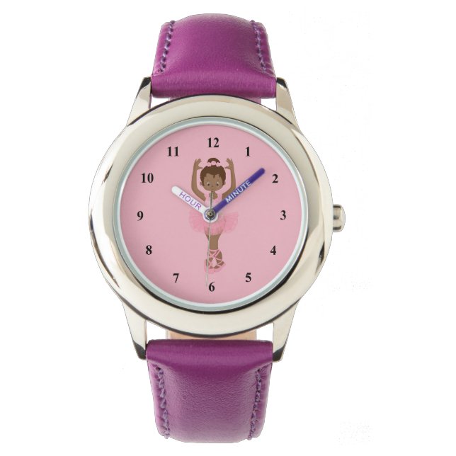 Montre Belle Ballerina Afro-Américaine Violet (devant)