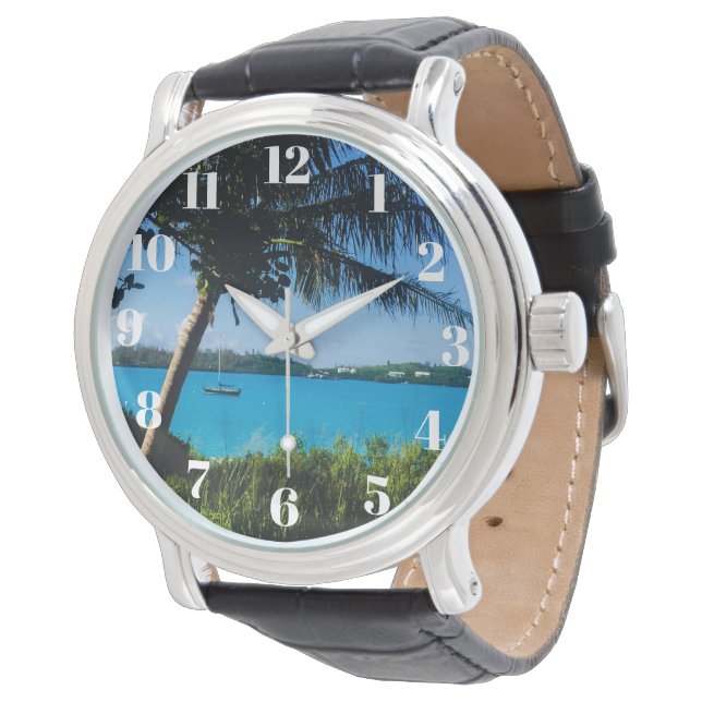 Montre Belle Bermuda Bateau & Tropical Beach Cadeau (Incliné)