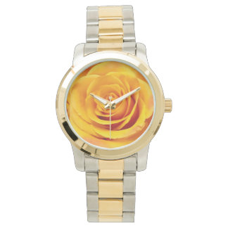 Montre Belle Fleur de rose jaune