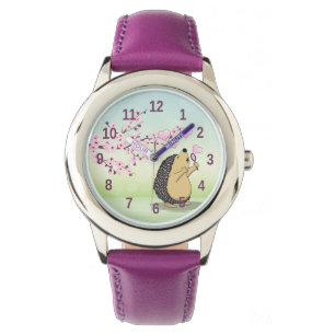 Montre Belle Hérisson Fleurs de cerisiers rose Vert Num