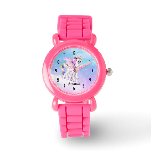 Montre Belle licorne avec Rainbow Mane & Tail (Recto)