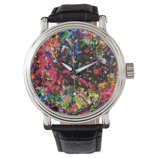 Montre Belle peinture abstraite colorée (devant)