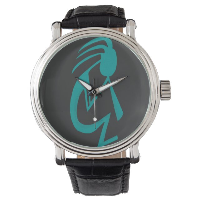 Montre Belle peinture Turquoise Kokopelli (devant)
