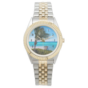 Montre Belle plage tropicale palmier venteux