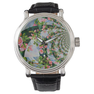 Montre Belle roses roses rouges rétro aquarelle fleurie