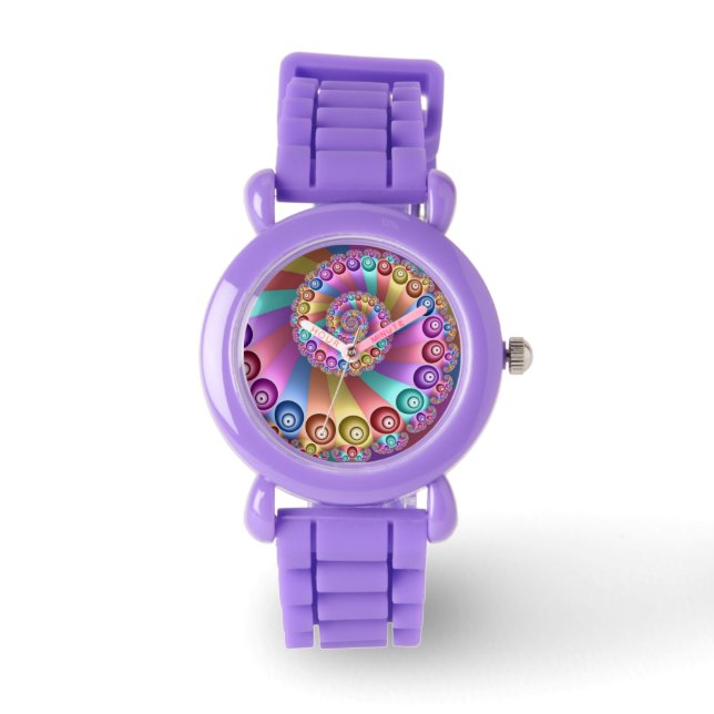 Montre Belles couleurs arc-en-ciel Art fractal Abstrait (Recto)