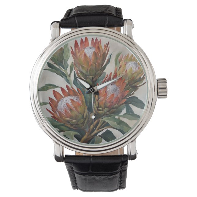 Montre Belles fleurs de Protea d'Afrique du Sud (devant)