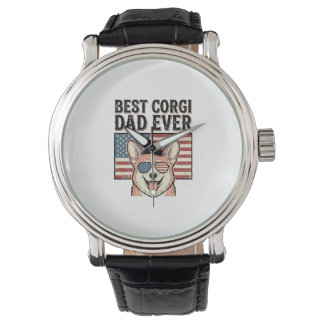 Montre Best Corgi Dad Ever Patriotic Vintage Dog Shirt_1