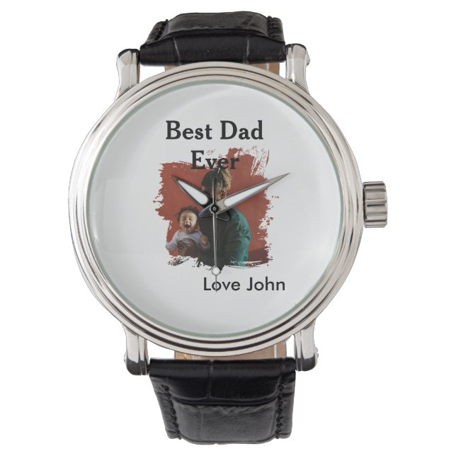 Montre Best dad ever father's dad gift photo name simple  (devant)