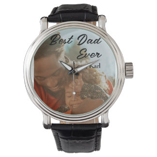 Montre best dad ever photo love simple minimal text date