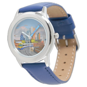Montre Bézel réglable pour enfant en acier inoxydable ble