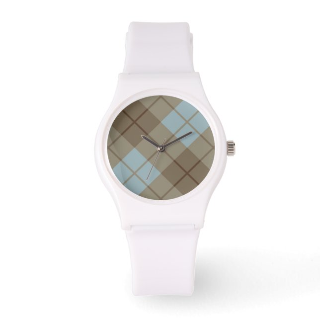 Montre Biais Plaid en bleu et Brown (Recto)