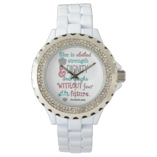 Montre Bible, 31:25 de proverbes, elle est vêtue de la