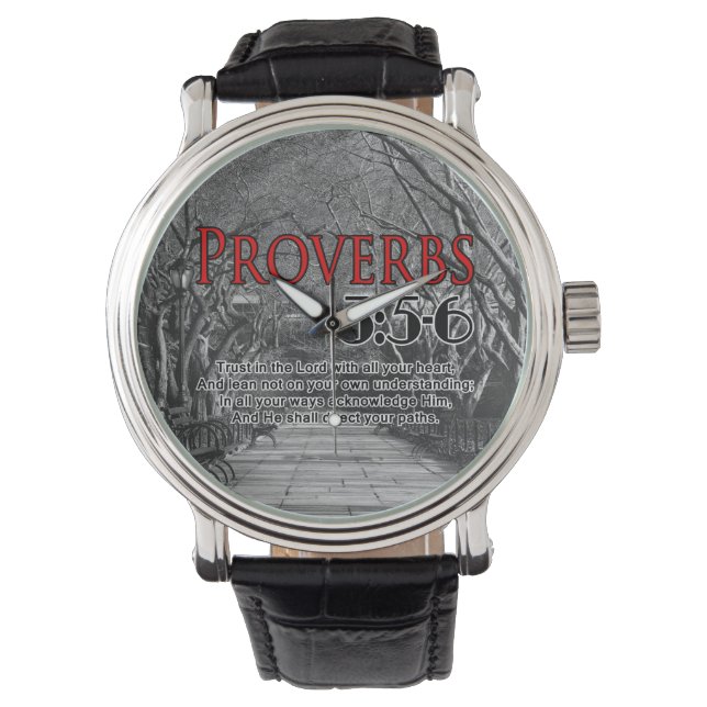 MONTRE BIBLE CHRÉTIEN PERSONNALISÉ VERSE PROVERBS 3:5-6 (devant)