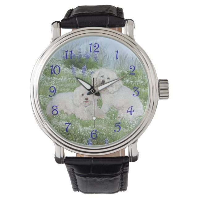 Montre Bichon Frise Bleuets (devant)