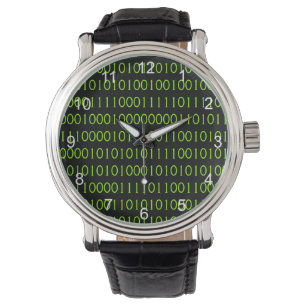 Montre Binary 1 0 Geek de la sangle en cuir Nom du code d
