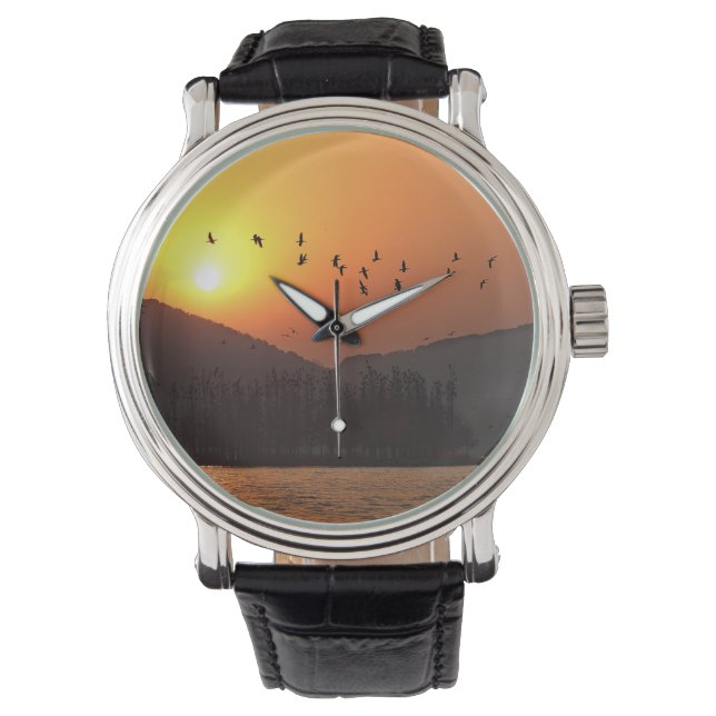 Montre Birds Flying dans le lac Est de Sunset Sky (devant)