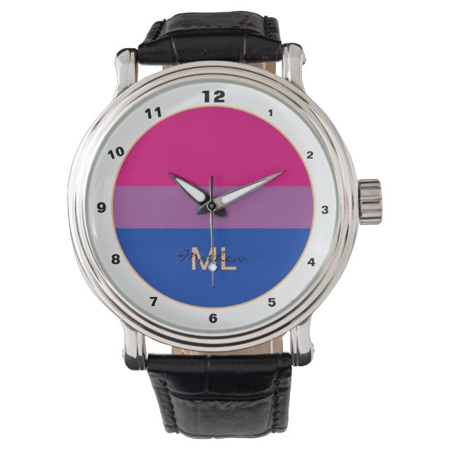 Montre Bisexual Flag & Pride community / monogrammed flag (devant)
