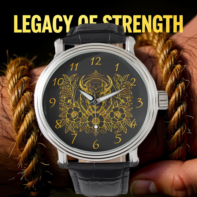 Montre Bison d'or parmi les fleurs (Créateur téléchargé)