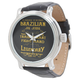 Montre BJJ Train Smart Combattre Dur Vintage Jiu Jitsu