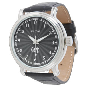 Montre Black Charcoal Sunburst Dial Texte et Monogramme