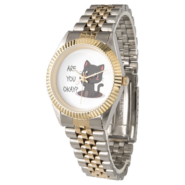 Montre Black Kawaii Cat Wrist Watch (Incliné)