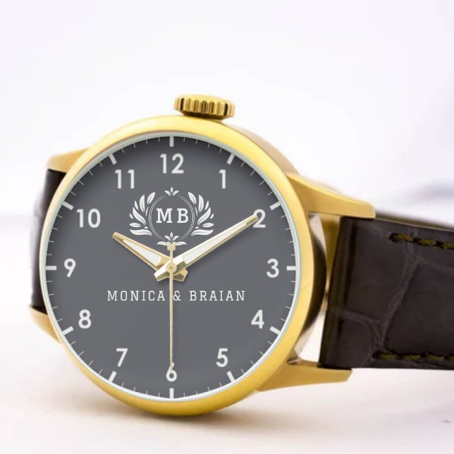 Montre Black Luxury Initials Weddings  Anniversaries (Créateur téléchargé)