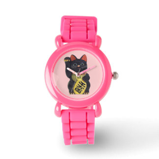 Montre Black Maneki Neko Cat Wristwatch