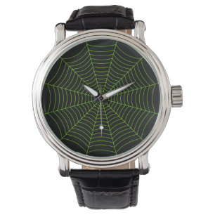 Montre Black neon vert toile d'araignée Halloween motif