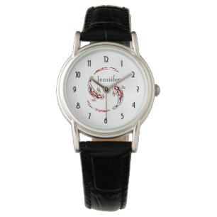 Montre Black & Red Japanese Koi Fish Artistic