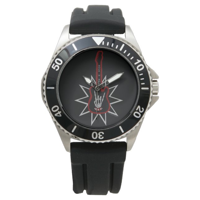 Montre Black Rubber Watch - Rock n'Roll (devant)