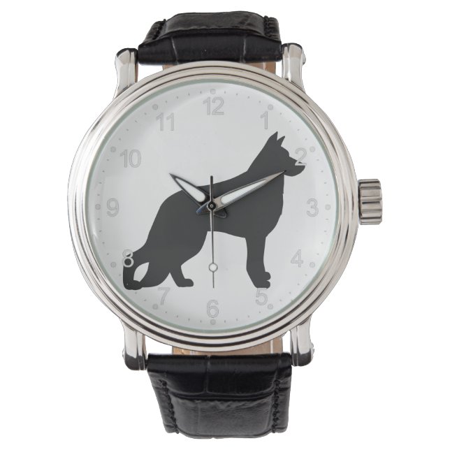 Montre Black silhouette de German Shepherd dog (devant)