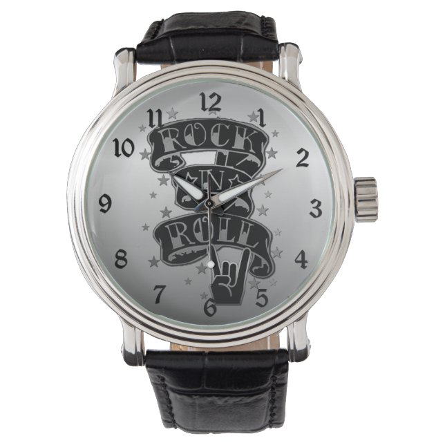 Montre Black & Silver Rock & Roll Logo Wrist Watch 2 (devant)